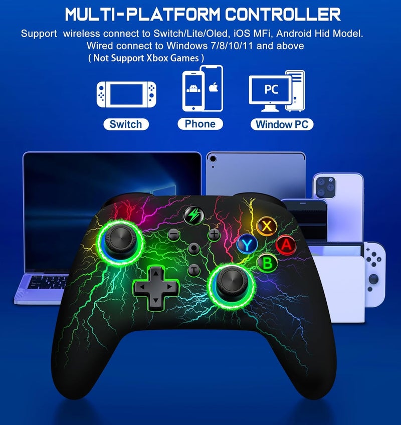 Svetaecho Wireless Switch 2 Pro Controller for Nintendo Switch Controller, Cool LED Wired PC Joysticks-Wireless iOS Gamepad/Android Remote/Programmable Nintendo Switch Accessories Interactive Gaming Figures - Image 2